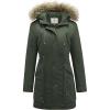 WenVen Women’s Winter Thicken Fleece Jacket Fur Hooded Military Parka Coat(Military Green)