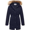 WenVen Women’s Winter Thicken Fleece Jacket Fur Hooded Military Parka Coat(Navy)