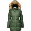 WenVen Women’s Winter Thicken Puffer Coat Warm Jacket with Faux Fur Removable Hood(Army Green)