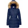 WenVen Women’s Winter Thicken Puffer Coat Warm Jacket with Faux Fur Removable Hood(Blue)