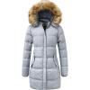 WenVen Women’s Winter Thicken Puffer Coat Warm Jacket with Faux Fur Removable Hood(Charcoal Heather)
