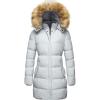 WenVen Women’s Winter Thicken Puffer Coat Warm Jacket with Faux Fur Removable Hood(Grey)