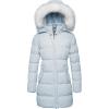 WenVen Women’s Winter Thicken Puffer Coat Warm Jacket with Faux Fur Removable Hood(Light Blue)