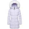 WenVen Women’s Winter Thicken Puffer Coat Warm Jacket with Faux Fur Removable Hood(Light Purple)