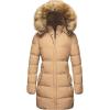WenVen Women’s Winter Thicken Puffer Coat Warm Jacket with Faux Fur Removable Hood(Light Tan)