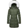 WenVen Women’s Winter Thicken Puffer Coat Warm Jacket with Faux Fur Removable Hood(Olive)