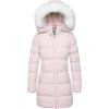 WenVen Women’s Winter Thicken Puffer Coat Warm Jacket with Faux Fur Removable Hood(Pink)
