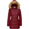 WenVen Women’s Winter Thicken Puffer Coat Warm Jacket with Faux Fur Removable Hood(Red)