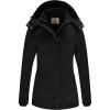 WenVen Women’s Winter Warm Thicken Military Parka Jacket with Removable Hood(Black)