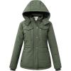 WenVen Women’s Winter Water Resistant Warm Puffer Coat with Detachable Hood(Green)
