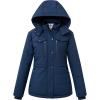 WenVen Women’s Winter Water Resistant Warm Puffer Coat with Detachable Hood(Navy)