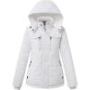 WenVen Women’s Winter Water Resistant Warm Puffer Coat with Detachable Hood(White)