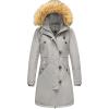 WenVen Women’s Winter Waterproof Thicken Puffer Jacket Parka Coat with Fur Hood(Light Grey)