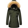 WenVen Women’s Winter Waterproof Warm Parka Jacket with Detachable Fur Hood(Army Green)
