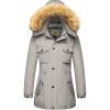 WenVen Women’s Winter Waterproof Warm Parka Jacket with Detachable Fur Hood(Light Grey)