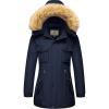 WenVen Women’s Winter Waterproof Warm Parka Jacket with Detachable Fur Hood(Navy)