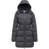 Wenven Women’s Warm Thickened Parka Coat Winter Puffer Jacket with Removable Hood(Charcoal)