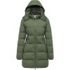Wenven Women’s Warm Thickened Parka Coat Winter Puffer Jacket with Removable Hood(Green)