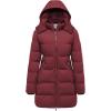 Wenven Women’s Warm Thickened Parka Coat Winter Puffer Jacket with Removable Hood(Red)