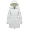 Wenven Women’s Warm Thickened Parka Coat Winter Puffer Jacket with Removable Hood(White)