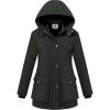 Wenven Women’s Waterproof Winter Coats Warm Thicken Puffer Jackets with Detachable Hood(Army Green)