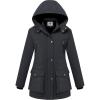Wenven Women’s Waterproof Winter Coats Warm Thicken Puffer Jackets with Detachable Hood(Grey)