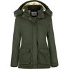Wenven Women’s Winter Warm Sherpa Lined Jacket Heavy Parka Coat with Hood(Army Green)