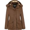 Wenven Women’s Winter Warm Sherpa Lined Jacket Heavy Parka Coat with Hood(Brown)