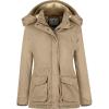 Wenven Women’s Winter Warm Sherpa Lined Jacket Heavy Parka Coat with Hood(Khaki-2)