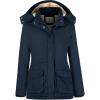 Wenven Women’s Winter Warm Sherpa Lined Jacket Heavy Parka Coat with Hood(Navy)