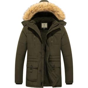 WenVen Men’s Hooded Warm Coat Winter Parka Jacket(Army Green)
