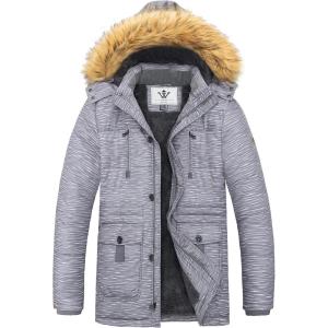 WenVen Men’s Hooded Warm Coat Winter Parka Jacket(Charcoal Heather)