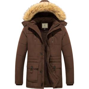 WenVen Men’s Hooded Warm Coat Winter Parka Jacket(Coffee)