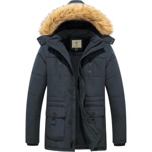 WenVen Men’s Hooded Warm Coat Winter Parka Jacket(Grey)