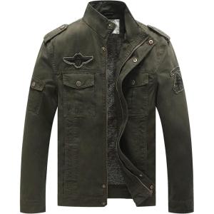 WenVen Men’s Military Jacket Fleece Lined Winter Puffer Coat Cotton Windbreaker Parka(Army Green)