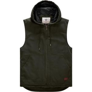 WenVen Men’s Quilted Lined Multi Pockets Casual Vest with Hood(Army Green)