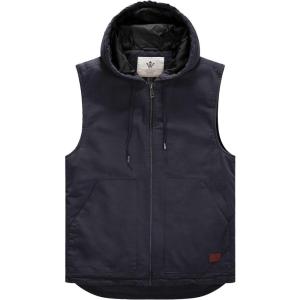 WenVen Men’s Quilted Lined Multi Pockets Casual Vest with Hood(Grey)