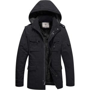 WenVen Men’s Winter Military Thicken Parka Jacket Warm Coat with Removable Hood(Grey)