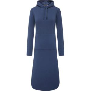 WenVen Womens Long Hoodie Dress Thicken Fleece Lined Pullover Sweatshirt(Blue)