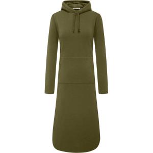 WenVen Womens Long Hoodie Dress Thicken Fleece Lined Pullover Sweatshirt(Green)