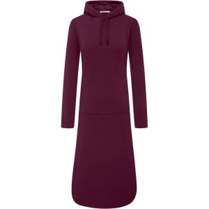 WenVen Womens Long Hoodie Dress Thicken Fleece Lined Pullover Sweatshirt(Purple)