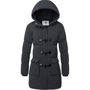 WenVen Women’s Winter Hooded Long Coat Waterproof Warm Thick Puffer Jacket(Dark Grey)