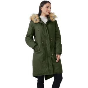 WenVen Women’s Winter Long Hooded Sherpa Lined Parka Jacket Warm Coat(Army Green)