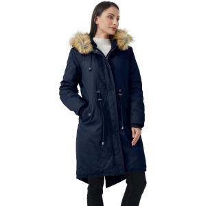 WenVen Women’s Winter Long Hooded Sherpa Lined Parka Jacket Warm Coat(Navy)