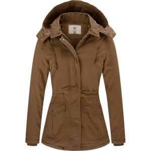 WenVen Women’s Winter Thicken Cotton Coat Warm Parka Jacket with Removable Hood(Coffee)