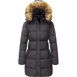 WenVen Women’s Winter Thicken Puffer Coat Warm Jacket with Faux Fur Removable Hood(Charcoal)