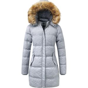 WenVen Women’s Winter Thicken Puffer Coat Warm Jacket with Faux Fur Removable Hood(Charcoal Heather)