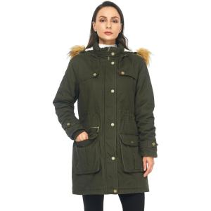 WenVen Women’s Winter Warm Military Parka Jacket with Detachable Faux fur Hood(Army Green)