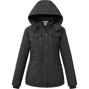 WenVen Women’s Winter Water Resistant Warm Puffer Coat with Detachable Hood(Grey)