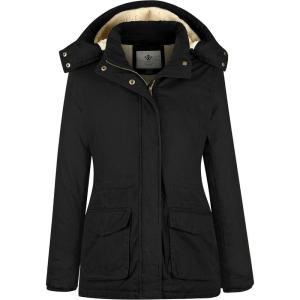 Wenven Women’s Winter Warm Sherpa Lined Jacket Heavy Parka Coat with Hood(Black)